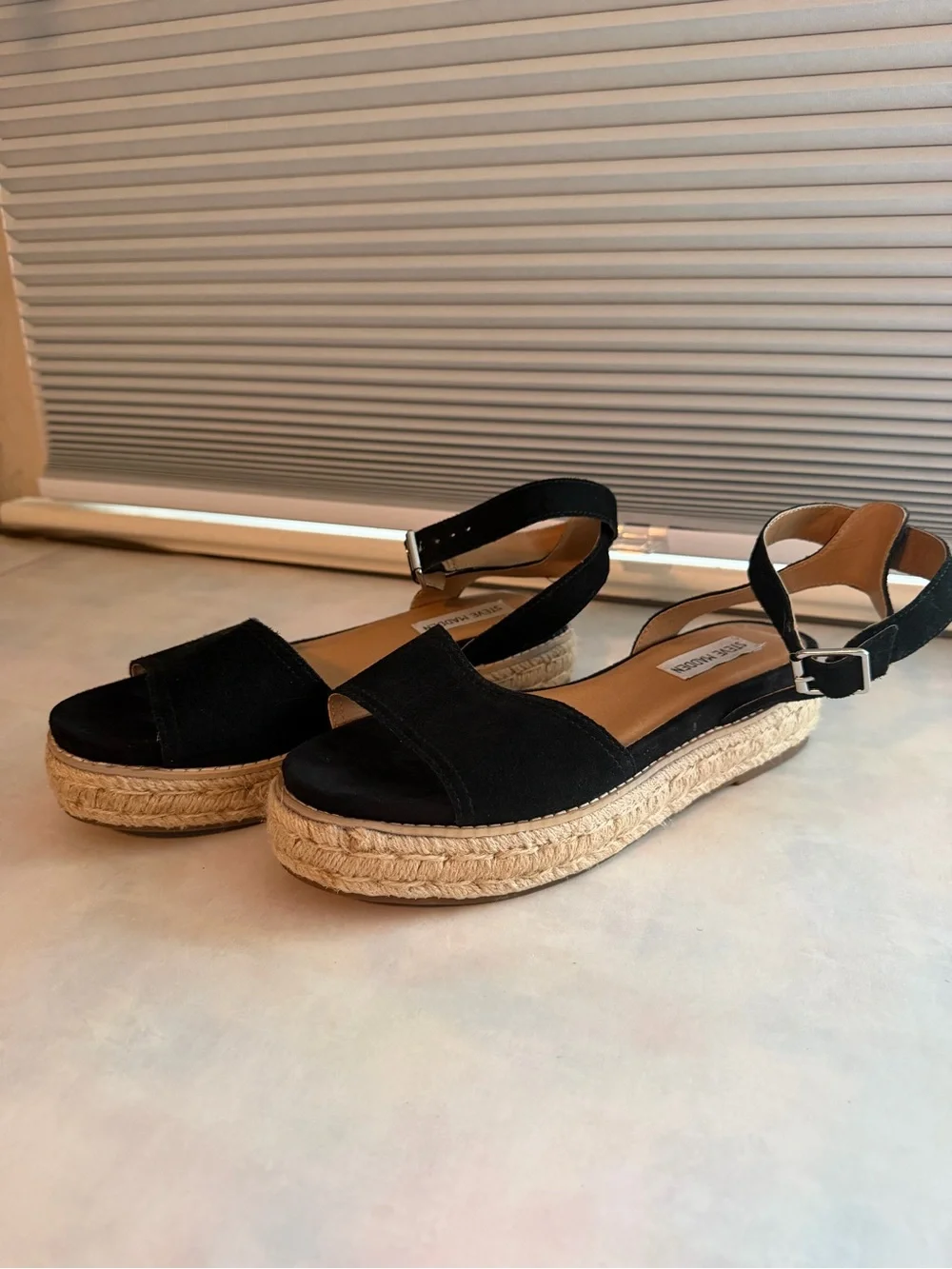 NWOT Steve Madden Gabi Black Espadrille Platform Sandals